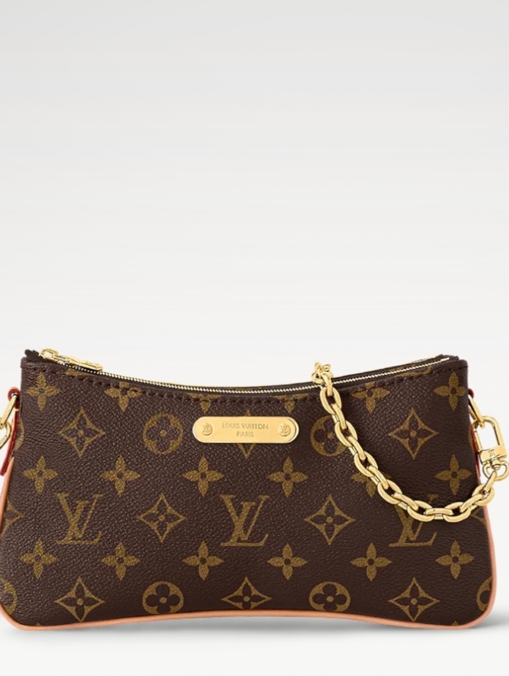 Super Coated Canvas LVI Brown Monogram Shoulder Pochette w/Gold Chain strap